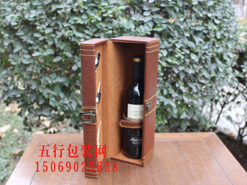 单支树木纹红酒皮盒通用现货葡萄酒礼盒